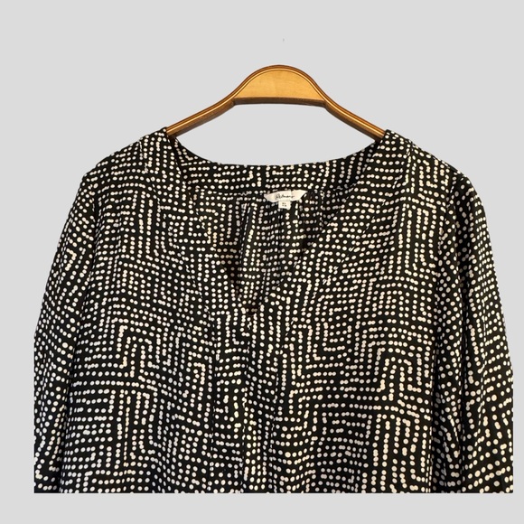 Reitmans Women’s Top XL Black White Polka Dots Tunic Length Long Sleeves - Picture 2 of 9